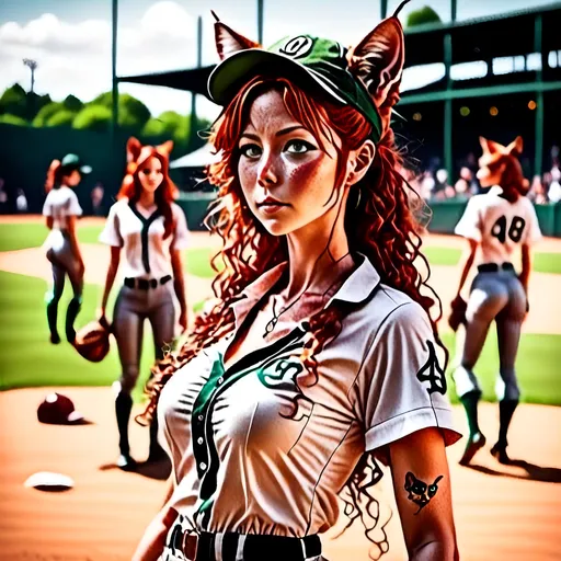 Prompt: <mymodel> anatomically correct  women  playing baseball in a baseball field
