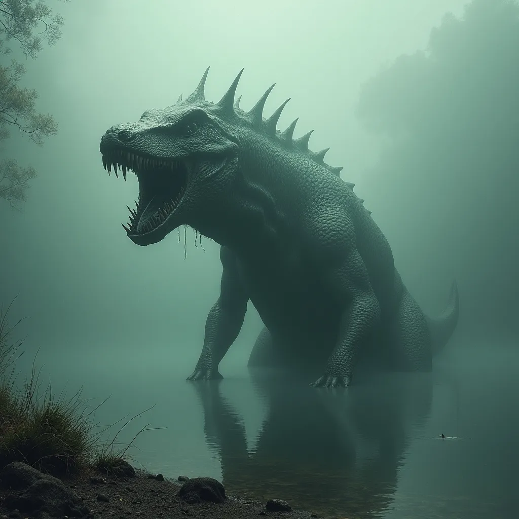 Prompt: altamaha-ha a cryptid lake monster