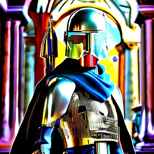 Prompt: (baroque style), (cool color scheme), dynamic composition, outlaw characters from Star Wars, unique and rebellious poses, intricate detailing, dramatic lighting, ornate backgrounds, high-quality and ultra-detailed, cinematic atmosphere, engaging expressions, lush textures, blending classic baroque elements with futuristic sci-fi aesthetics.