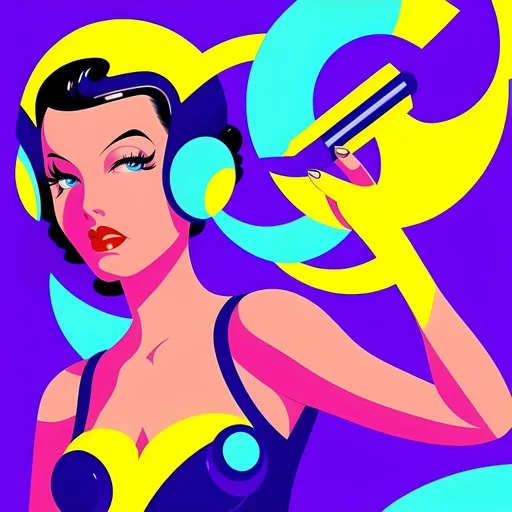 Prompt: futuristic-retro futurism style, (1940s pin-up women), vibrant warm color scheme, soft luminous lighting, nostalgic ambiance, elegant poses with playful expressions, vintage accessories, stylish hairdos, dreamy background blending futuristic elements with retro design, high detail and sharp focus, cinematic depth, the celebration of beauty throughout eras.