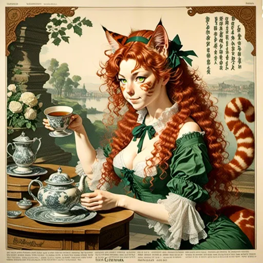 Prompt: <mymodel>1700's tea Advertisement, 
lithotype