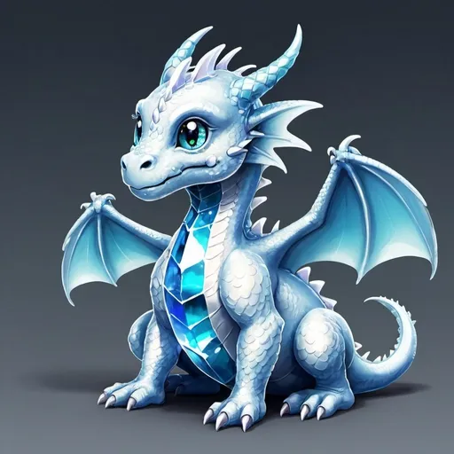 Prompt: a cute little cristal dragon