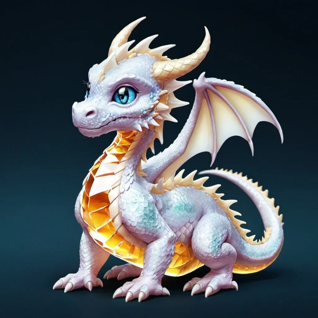 Prompt: a cute little cristal dragon