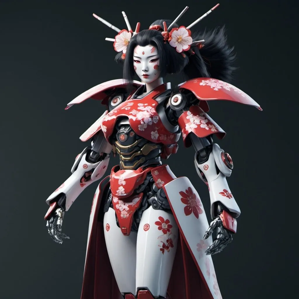 Prompt: Mecha Geisha, full-body, cinematic render