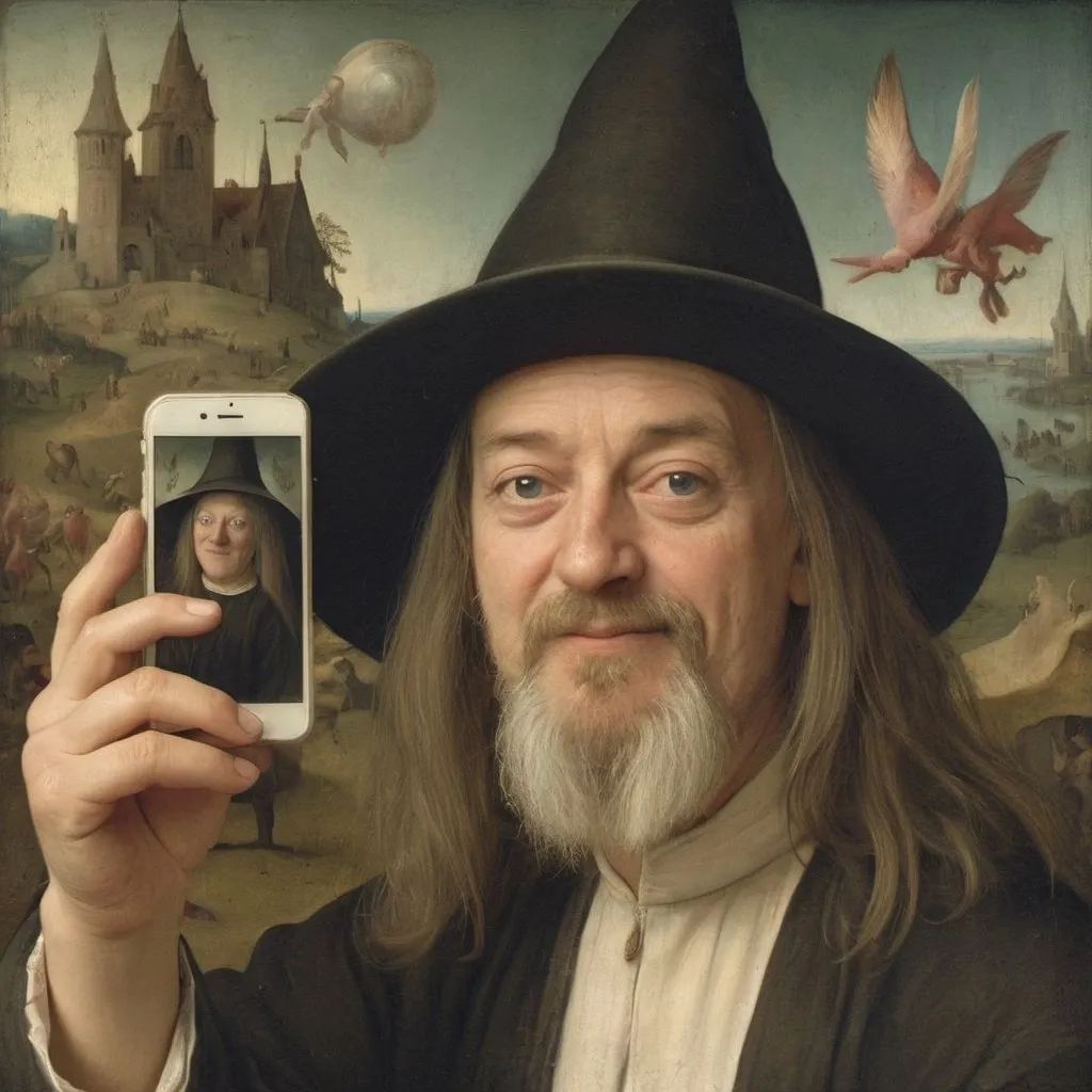 Prompt: selfie made by Hieronymus Bosch with Handy

