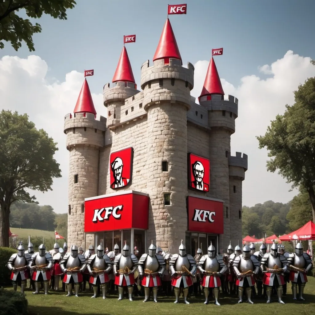 Prompt: A KFC Castle with knights 