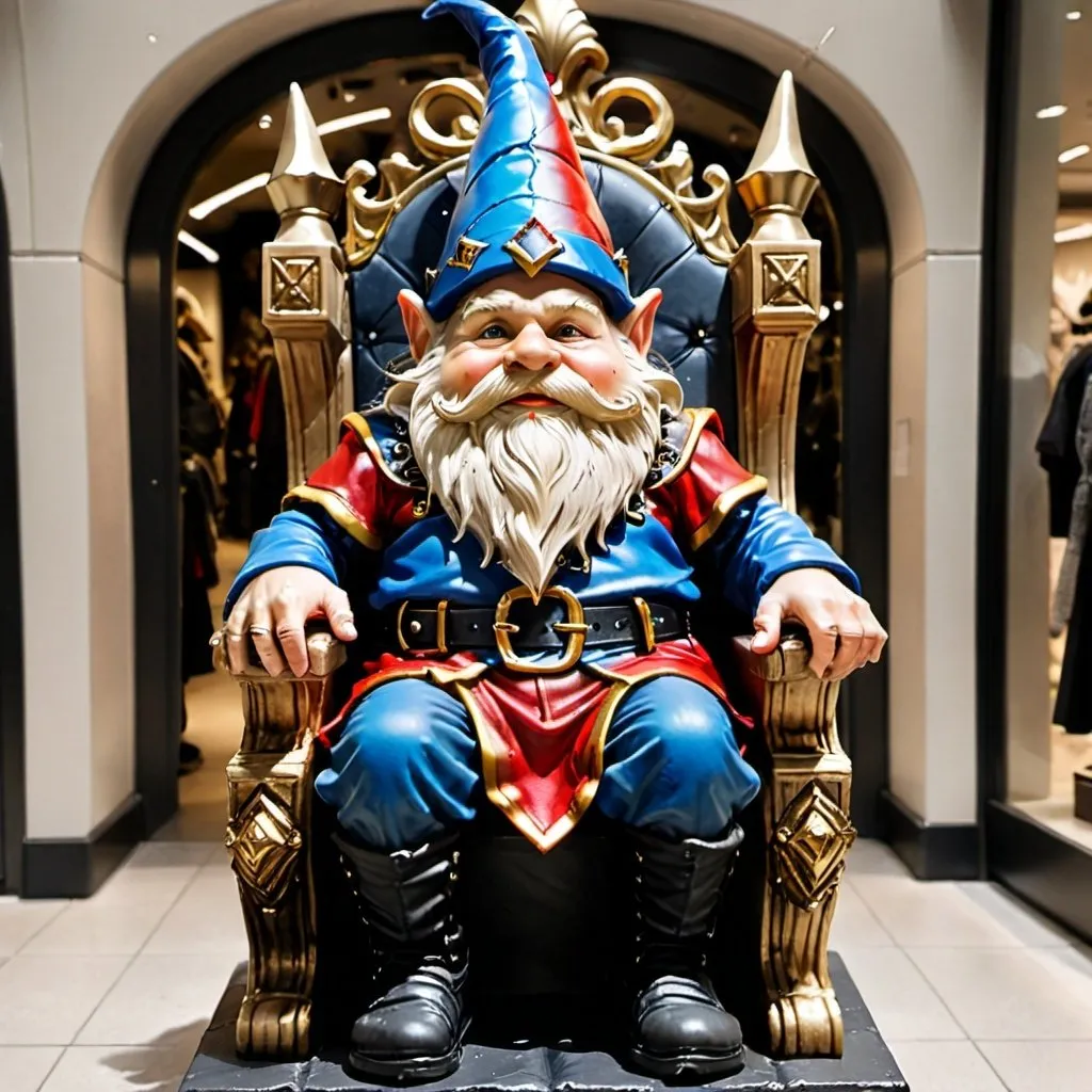 Prompt: King gnome sitting on a throne in h&m the shop