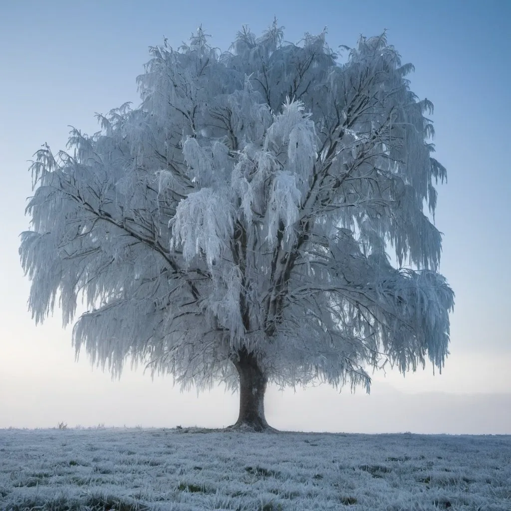 Prompt: Un arbre couvert de givre
