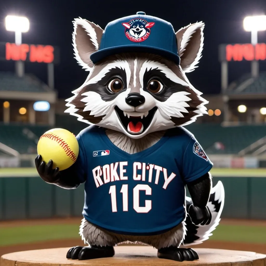 Prompt: Animated Rocket city Trash pandas MiLB fan