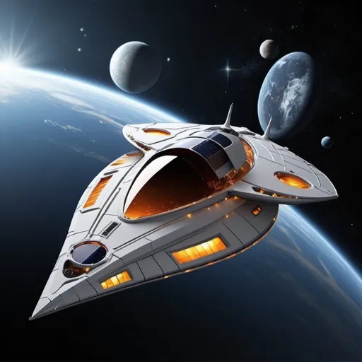 Prompt: create an image for an initial presentation in a university course named  Problem Solving & Computer Programming. but in all course we are going to use examples about space ships that are like futuristic vessels with solar cells in the sails 