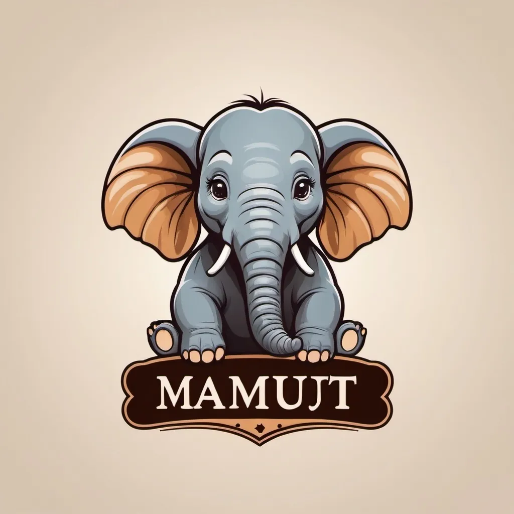 Prompt: Restaurant logo of a baby mamut 