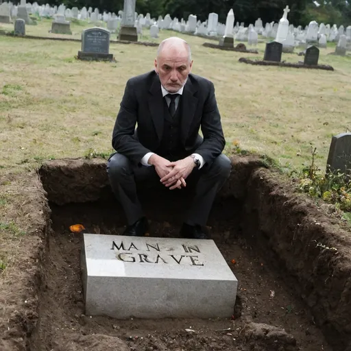 Prompt: man in a grave