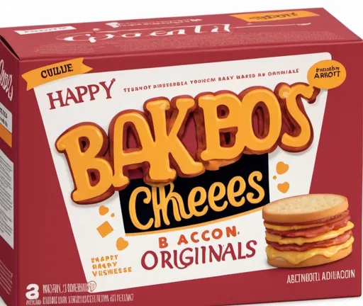 Prompt: Hey, OpenAI! Could you create a detailed description or virtual representation of Arnott's Shapes Bacon and Cheese originals? Please include specific details about the flavor, packaging, and make the box almost identical to the product. Ensure the virtual representation shows 'baked not fried' flavors visibly on the product. Additionally, could you customize the box with a prominent 'Happy Birthday' message? Also, please include a black Labrador in the background looking at the Shapes box. Thanks!