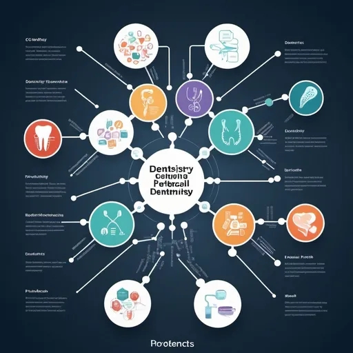 Prompt: Create a flowchart with images of dentistry illustrating the different omics technologies (genomics, proteomics, metabolomics, culturomics, transcriptomics) and their applications in dental research.  ( no unwanted datas in the figure)