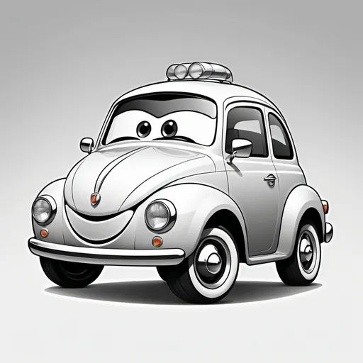 Prompt: cartoon car design in black and white