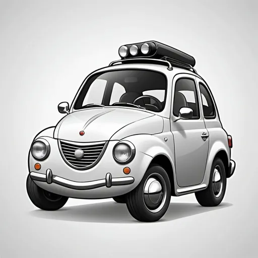 Prompt: cartoon car design in black and white