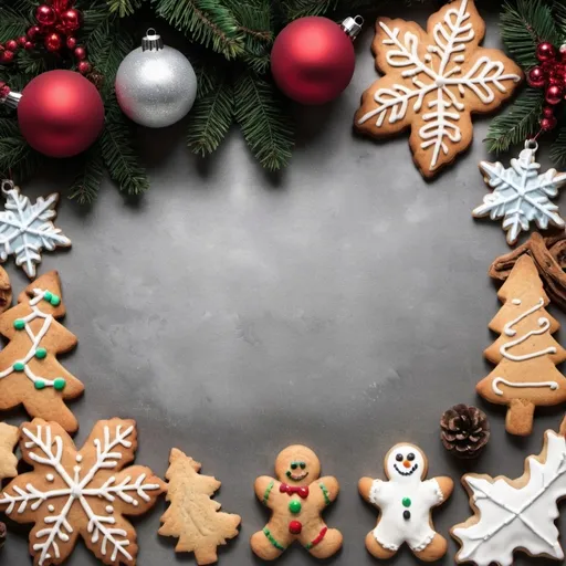 Prompt: masthead with Christmas decorations and cookies
