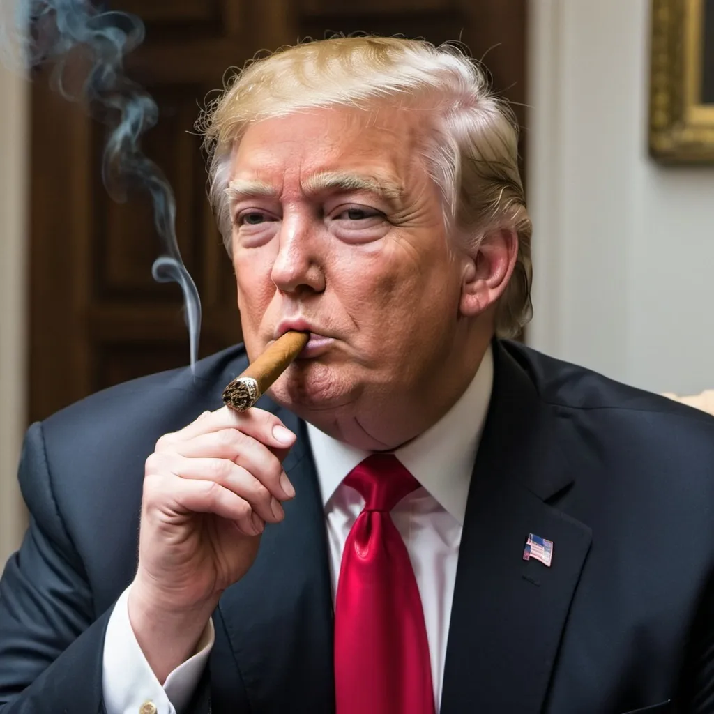 Prompt: Trump smoking a cigar