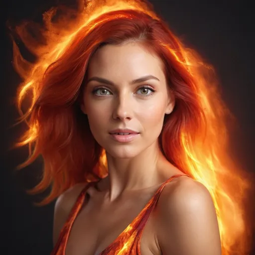 Prompt: Attractive woman glowing with a fiery aura