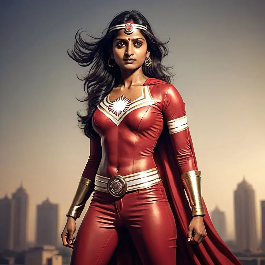 Prompt: Female Indian superhero.