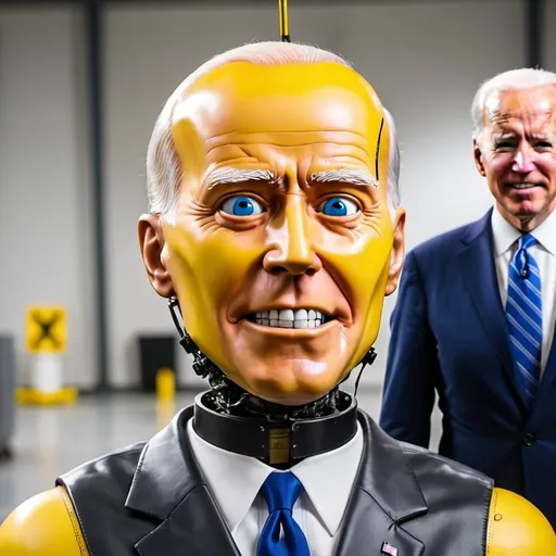 Prompt: a crash test dummy with Biden face