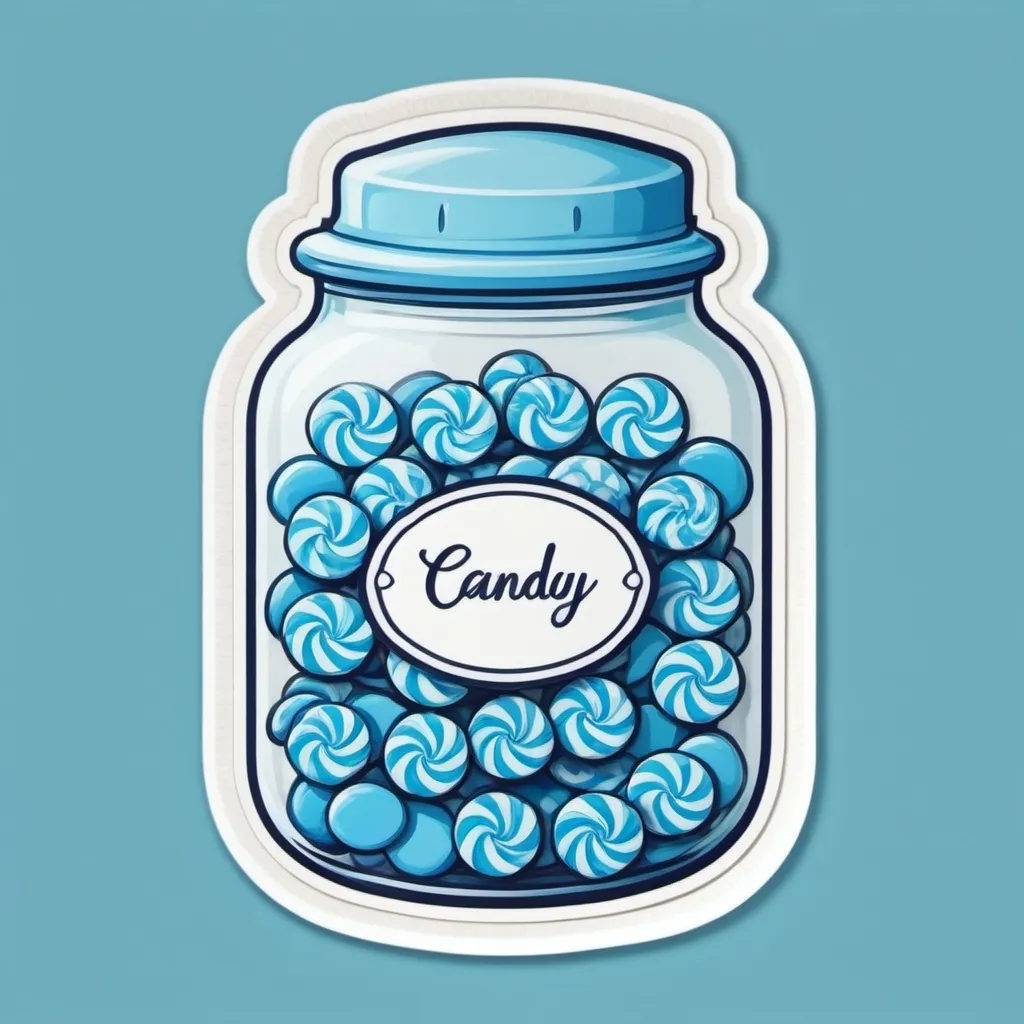 Prompt: Color blue candy in a small jar