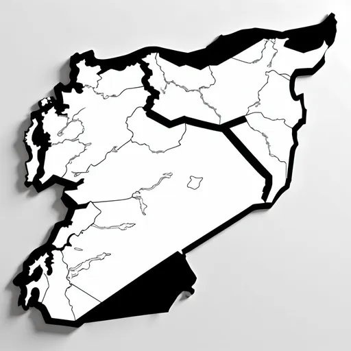 Prompt: White Syrian Map, black edge and white background 
Empty from the inside
Remove the line from the inside