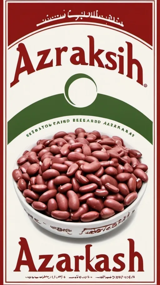 Prompt: an unsophisticated red and white classic  poster about beans THAT HAS A LOGO NAMED  'AZARAKHSH'