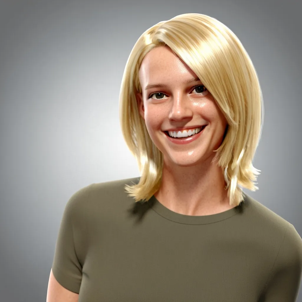 Prompt: A photorealistic smiling blonde woman with transparent background