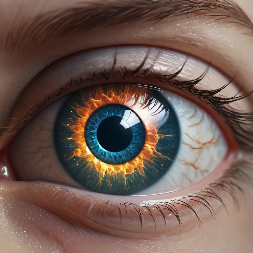 Prompt: universe inside realistic eye 4k hd, photorealistic, space, dopamine, stardust