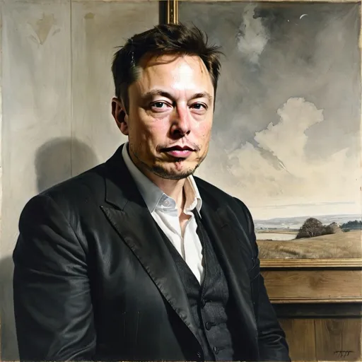 Prompt: Portrait of Elon Musk by Andrew Wyeth