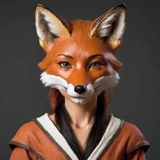 Prompt: a fox therian person female