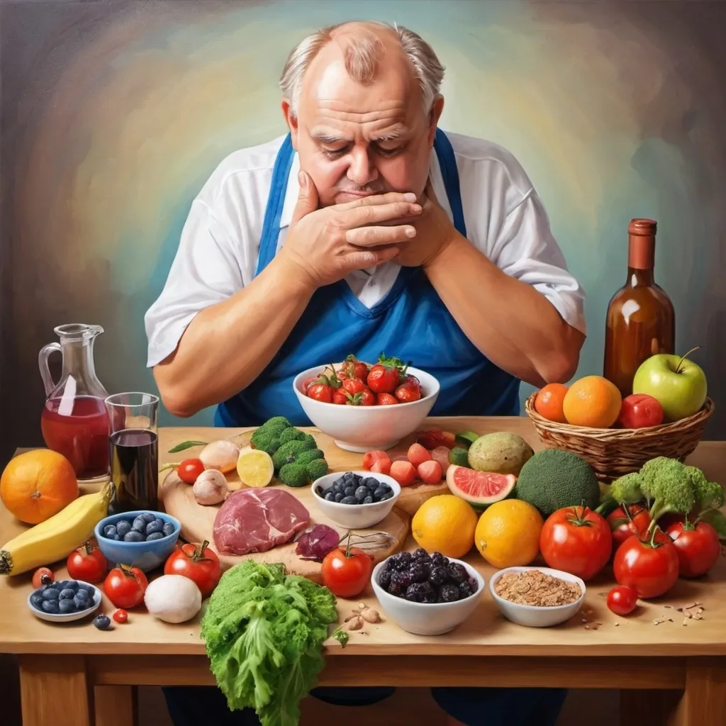 Prompt: Create a painting based on the gout diet.
