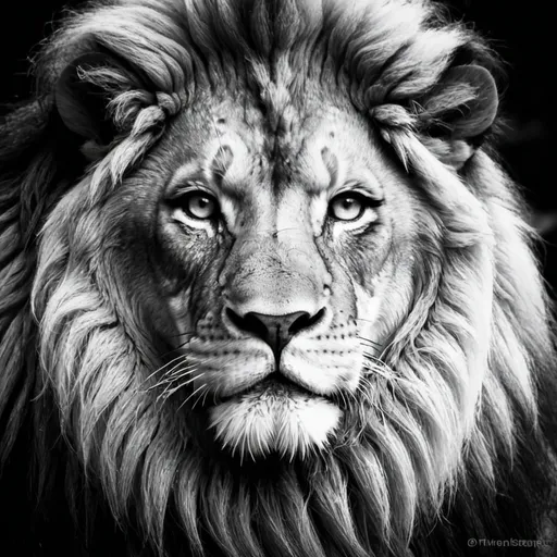 Prompt: lion head, black and white



