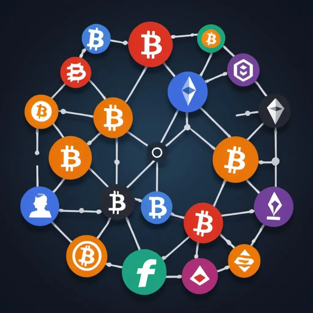 Prompt: welcome image for a "crypto for beginners'" social media community maybe use the Kaspa chain image illustrate how people can be connected by socials
