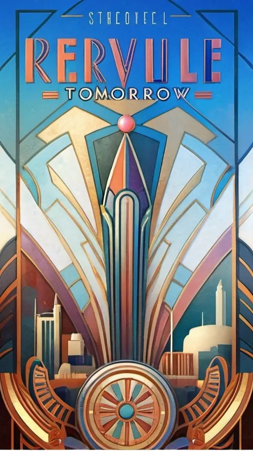 Prompt: Book cover, Art Deco Style, Theme Beyond Tomorrow, colorful, hopeful, strong, resilient, curves
