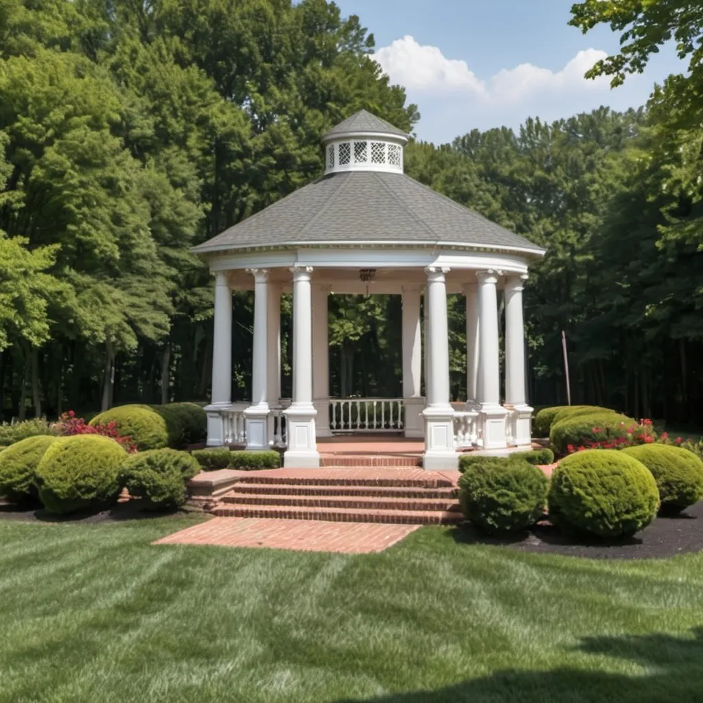 Prompt: gazebo on huge lawn of mansion in maryland