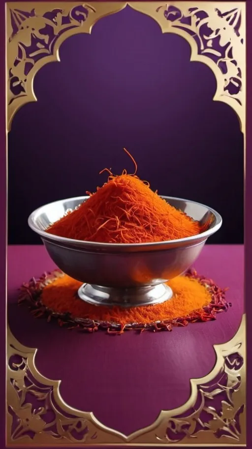 Prompt: To an attractive advertising banner for saffron, the main colors should be Purple, gold, and red. SeGive a sense of authenticity, high quality, and luxury
It should be special for saffron. AndIt should be designed in such a way that it fascinates everyone and gives a sense of originality, health, luxury, very high quality, energy. And the design of Iranian originality should be preserved and felt.
And be a lover and creator in archetype. It should be suitable for branding. The design should be away from crowds and simpleIt should be suitable for branding. The design should be away from crowds and simple. 8k Resolution, just color saffron red juts red saffron.