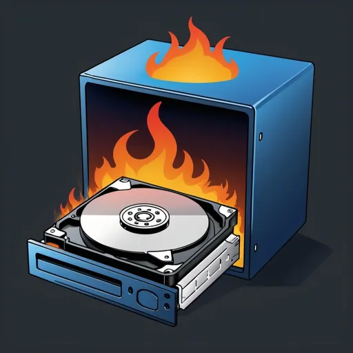 Prompt: Draw 3 rectangles on the canvas, known as A), B), C). Show a diagram of a three step process and show a sequence flow chart from A), to B), then onto C). Create an icon line art styled depiction of a RAID 10 hard drive being transferred into a Blu-ray Disc. I suggest a widely oval. Show the burn ham in decoration deep in thought about the archival quality of this backup solution. 
Consider using the letters B 2 times, as occurs in the word Bo Burner. On Left, A) Show the data being deduplicated RAID 10 file operation being moved into Middle. B) In middle show data being chosen by Bo Burnham. On Right, C) show the Blue ray disc being burned with fire flame. The server case looks like a 4u server case. Ensure separation lines between steps A), B), and C). Use a transparent background.  No letters. No Numbers. No Words. No Writing. 
