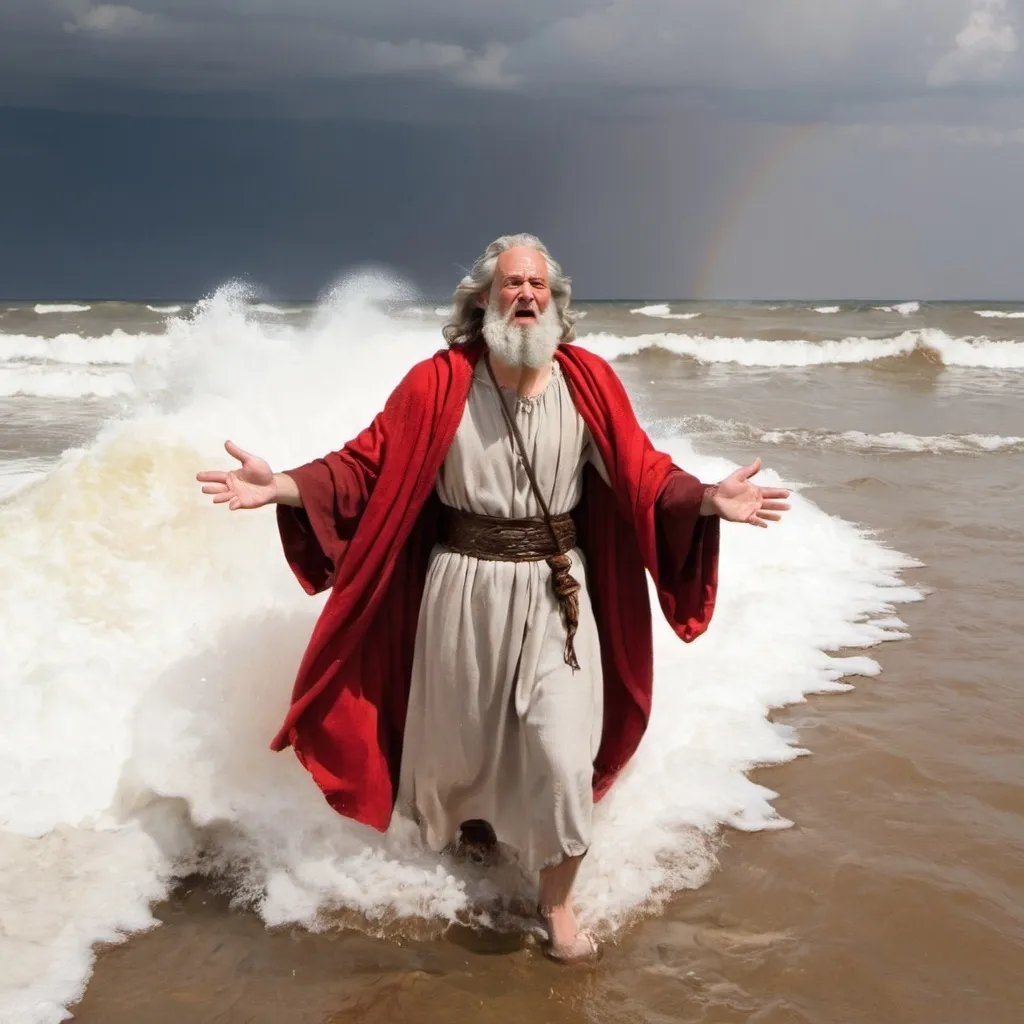 Prompt: Moses parting the red sea