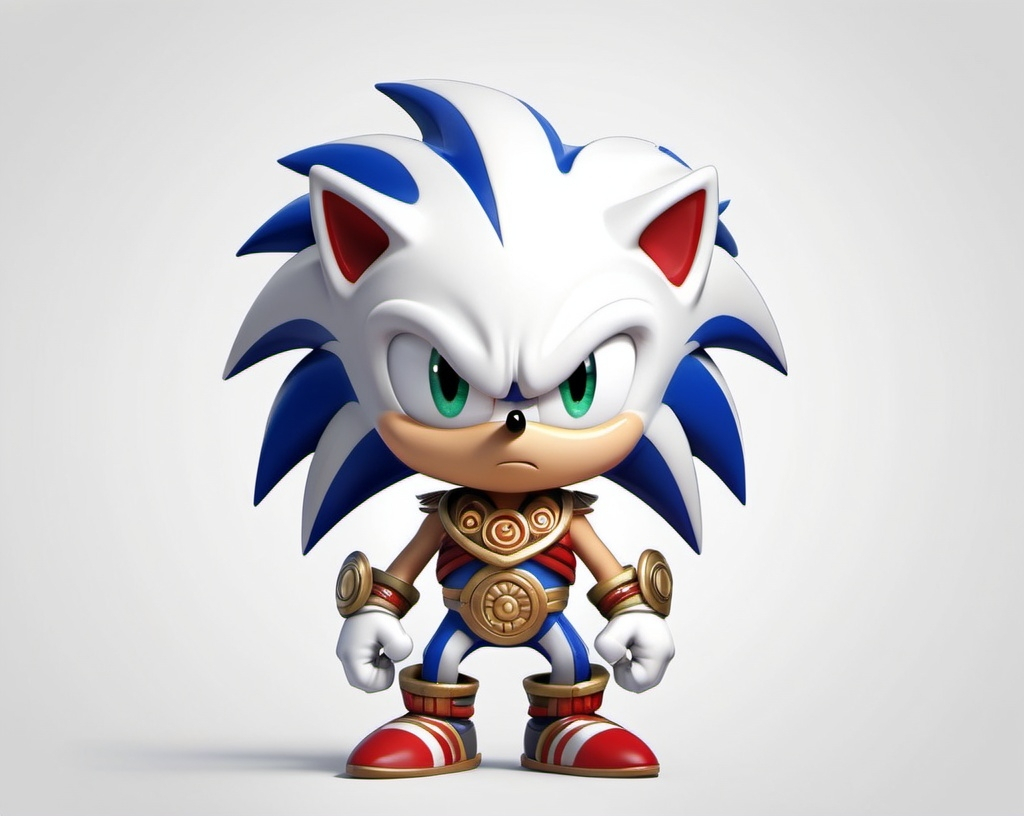 Prompt: sonic pixar aztec warrior chibi character design background white detailed