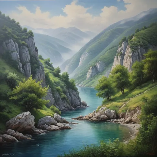 Prompt: realistic oil painting printable and realistic landscapes in the black sea region in turkey