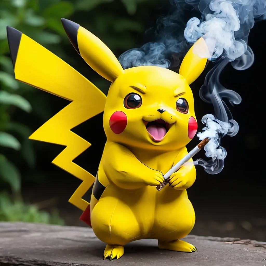 Prompt: Pikachu smoking a huge blunt