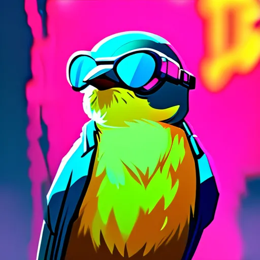 Prompt: cyberpunk style cartoon bird