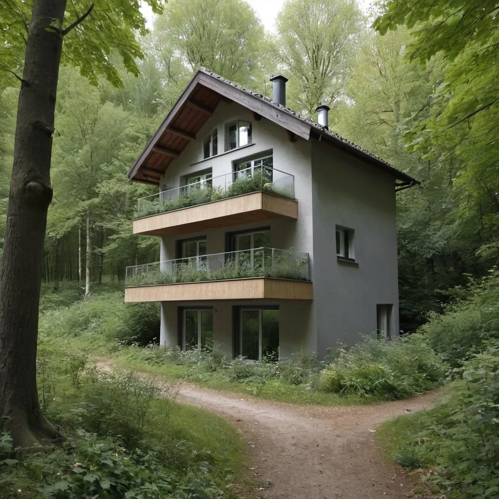 Prompt: Erstelle mir ein realistisches kleines etwas stark heruntergekommenes Haus im Wald. Mache die Stimmung düster.