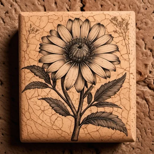 Prompt: Laser engraving style, botanical illustrations on cork, natural and detailed.