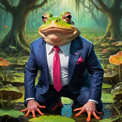 Prompt: Donald Trump with the body of a toad