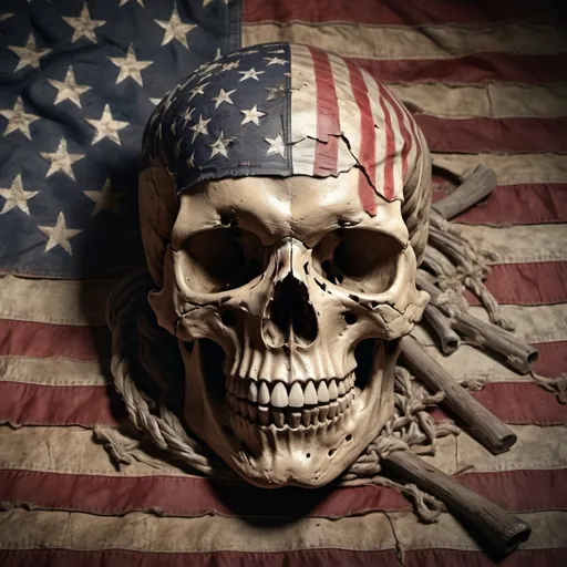 Prompt: american flag, skull, revolutionary war
