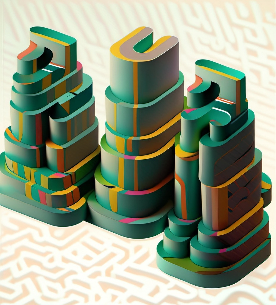 Prompt: a group of colorful objects sitting next to each other on a white background, road 
 on background, 3d rendering, landscape contour lines style, precisionism, isometric view, a computer rendering