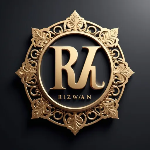 Prompt: Create a high-resolution 3D logo design featuring the name 'Rizwan' in a luxurious and sophisticated style. The logo should have an intricate and polished metallic finish, with elements of gold, silver, or platinum. Use elegant, modern typography for 'Rizwan' and incorporate subtle details to enhance depth and realism. Ensure the design has a realistic appearance with careful attention to lighting and shadows, conveying exclusivity and high-end appeal."